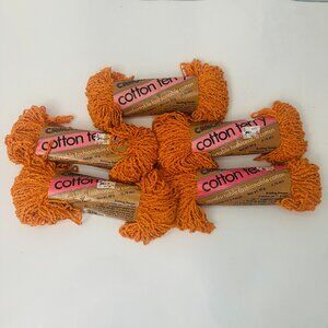 5 Skeins Caron Cotton Terry Yarn Orange Lot Of 5 Vintage Packs